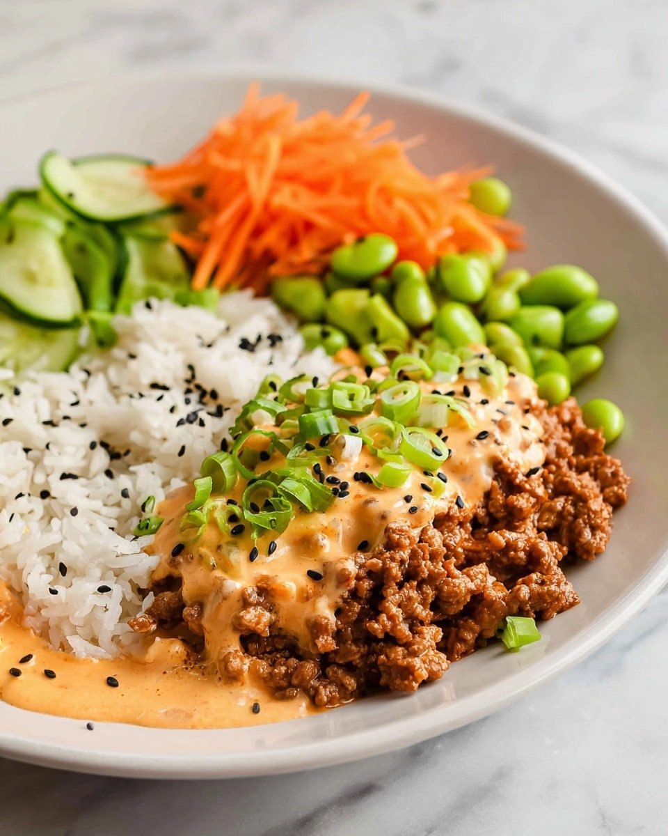 Ground Turkey Rice Bowls with Bang Bang Sauce Recipe - Recipe Image — Ground Turkey Rice Bowls with Bang Bang Sauce,healthy ground turkey bowls,quick dinner recipes,spicy bang bang sauce,easy weeknight meals