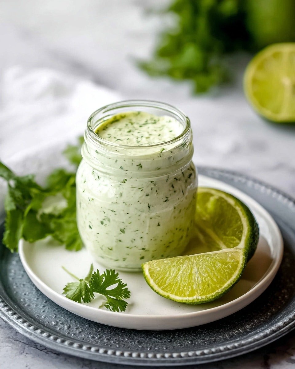 Creamy Garlic Lime Cilantro Sauce Recipe - Recipe Image — Creamy Garlic Lime Cilantro Sauce, garlic lime cilantro sauce, fresh cilantro sauce, easy creamy green sauce, zesty lime sauce