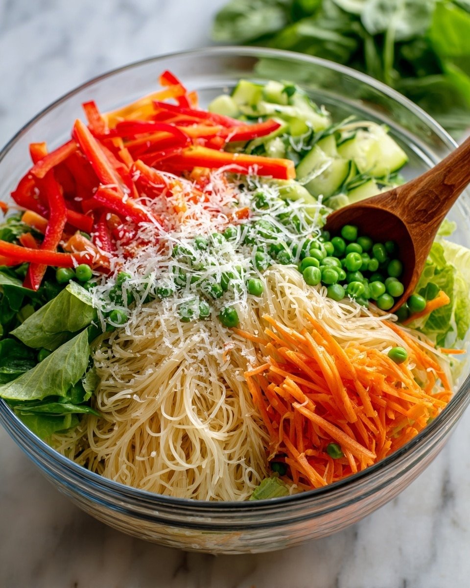 Spring Roll Salad with Spicy Ginger Dressing Recipe - Recipe Image — Spring Roll Salad with Spicy Ginger Dressing, Asian-inspired salads, healthy vegetable salad, quick spring roll salad, spicy ginger dressing recipe