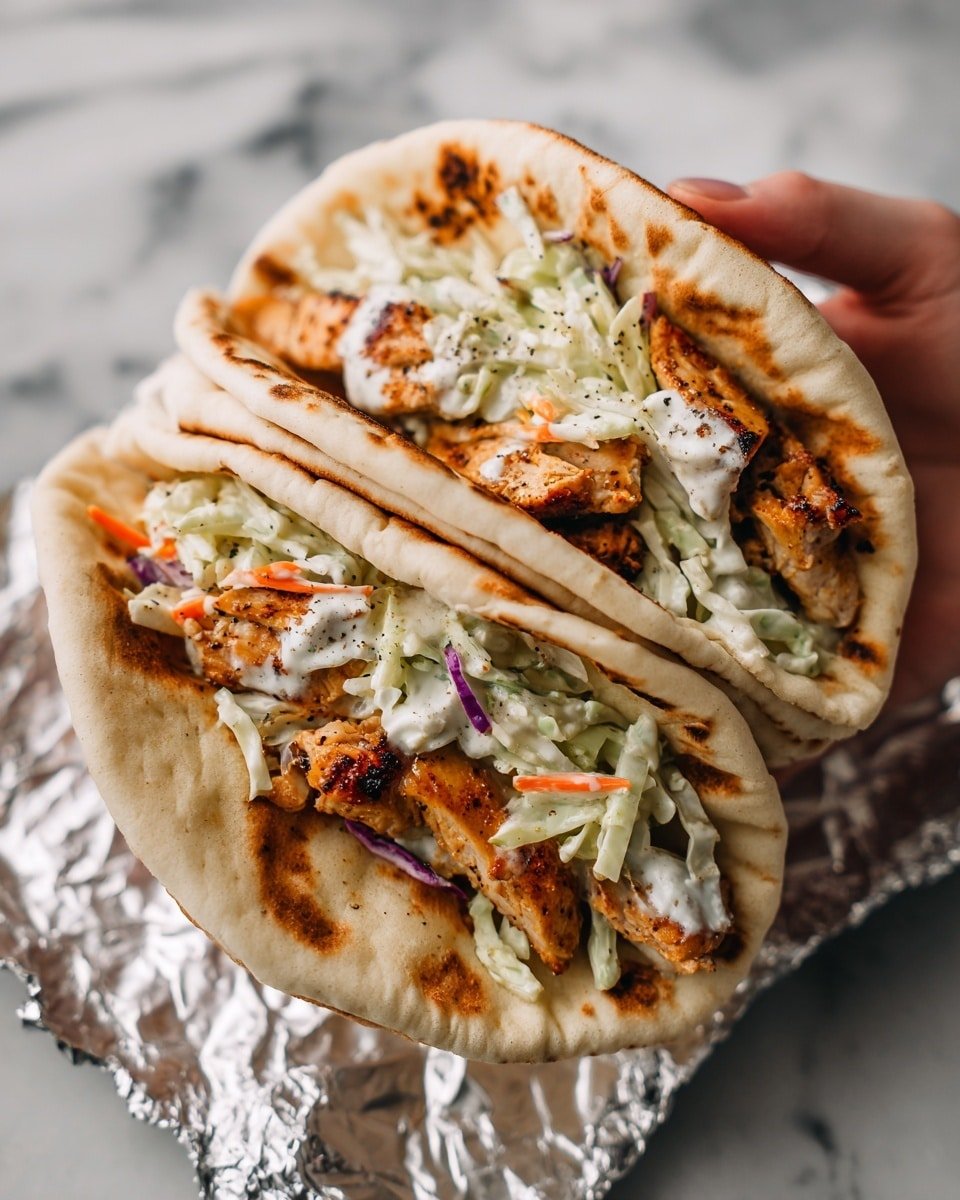 Chicken Pitas with Herby Ranch Slaw Recipe - Recipe Image — Chicken Pitas with Herby Ranch Slaw, Chicken Pitas, Herby Ranch Slaw, easy chicken pita sandwiches, healthy chicken wraps