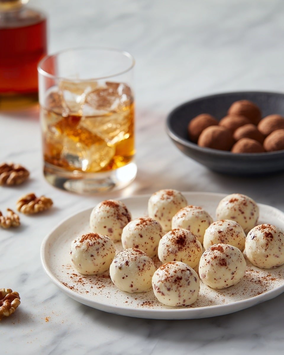 Fireball Whiskey Balls Recipe - Recipe Image — Fireball Whiskey Balls, cinnamon whiskey truffles, no-bake liquor desserts, chocolate peanut butter bites, spicy whiskey candies