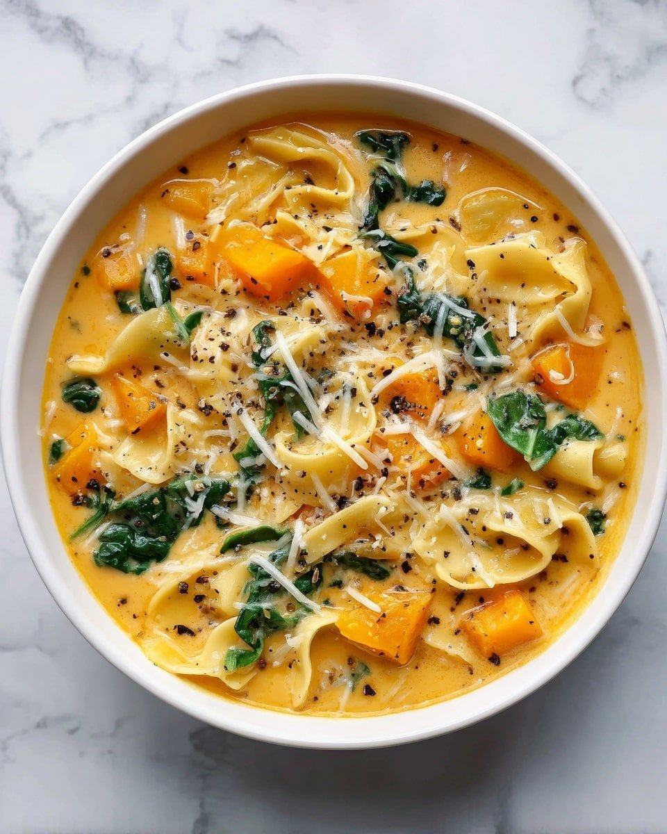 Butternut Squash Lasagna Soup with Kale & Mozzarella Recipe - Recipe Image — Butternut Squash Lasagna Soup with Kale & Mozzarella, hearty winter soup, healthy lasagna-inspired soup, creamy butternut squash soup, cheesy kale soup