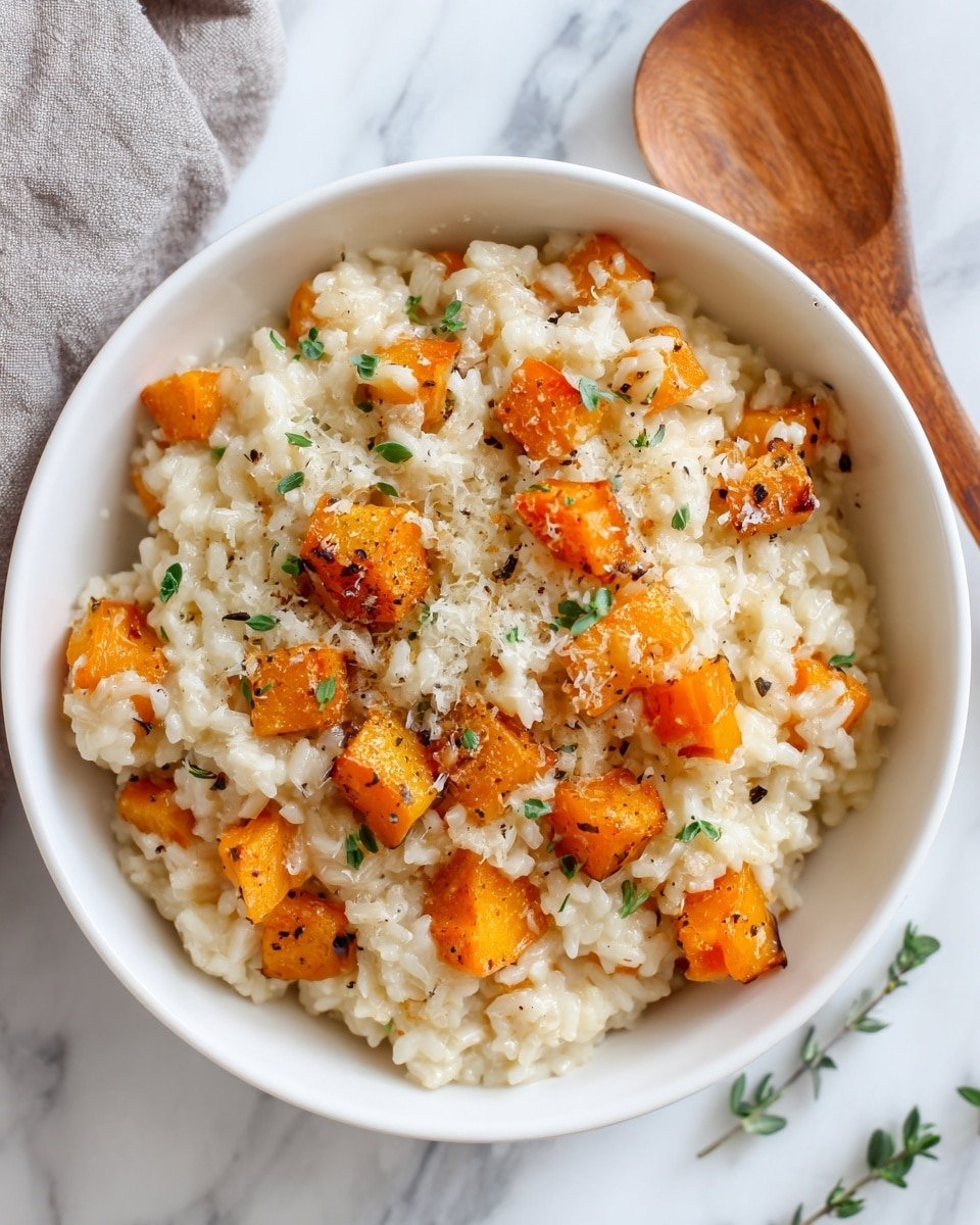 Butternut Squash Risotto Recipe - Recipe Image — Butternut Squash Risotto, creamy butternut squash risotto, autumn vegetable risotto, cozy vegan risotto, easy fall risotto recipe