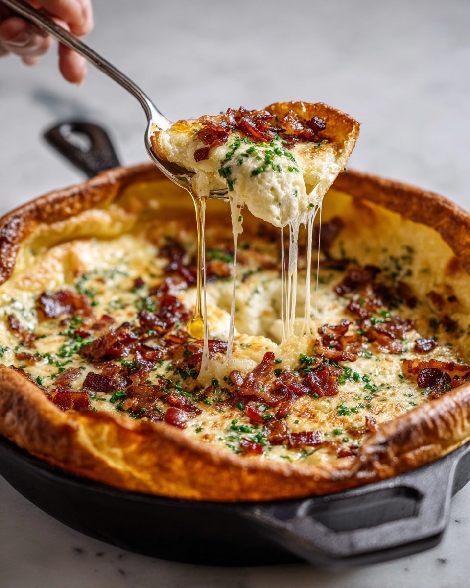Savory Cheddar & Bacon Dutch Baby Recipe - Recipe Image — Savory Cheddar & Bacon Dutch Baby, Dutch Baby Breakfast, Cheddar Bacon Dutch Baby, Savory Breakfast Ideas, Easy Brunch Recipes