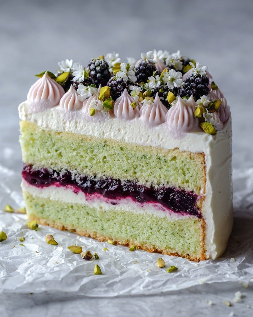Pistachio and Blackberry Olive Oil Cake Recipe - Recipe Image — Pistachio and Blackberry Olive Oil Cake, best olive oil cake with berries, easy pistachio berry cake recipe, moist fruit and nut cake, homemade olive oil cake
