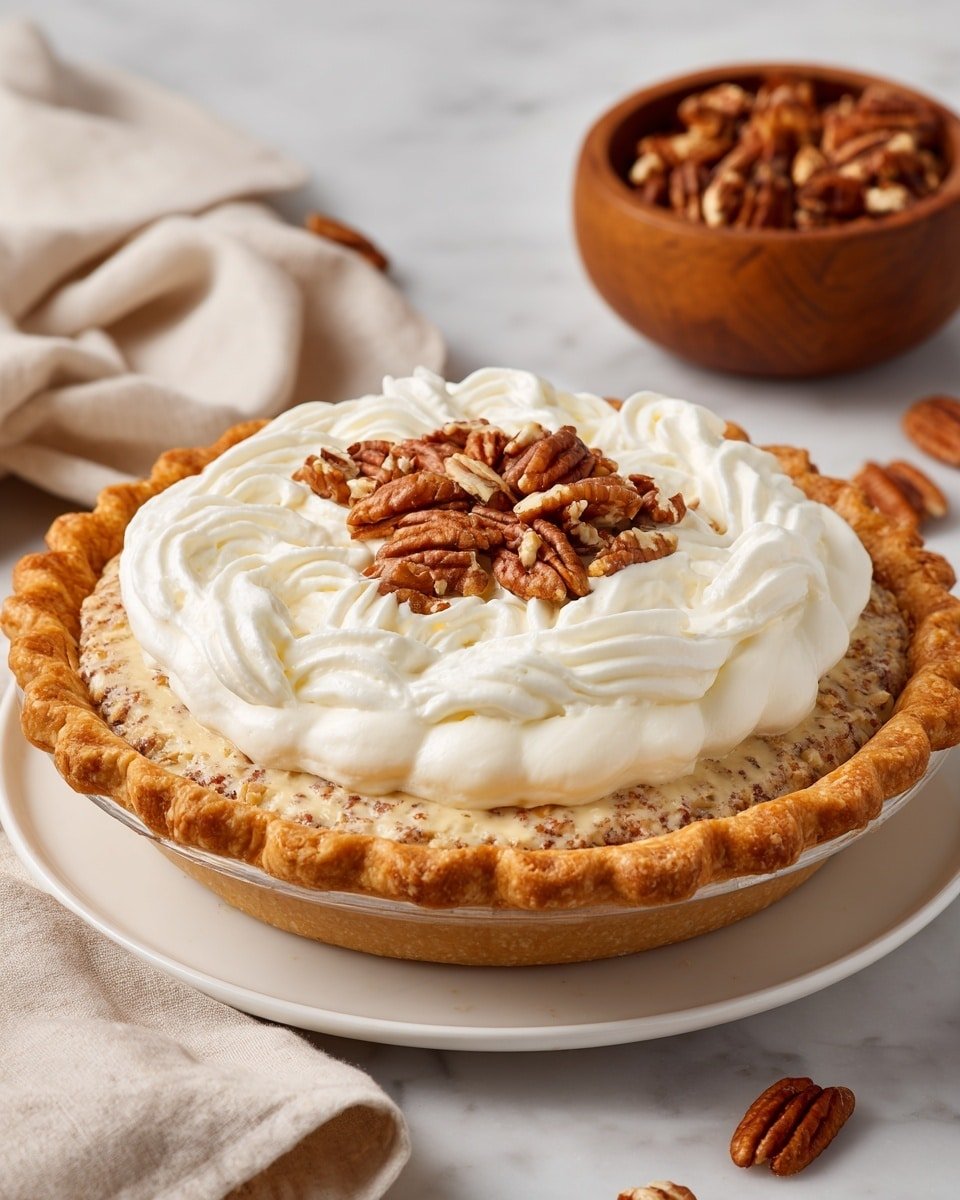 Pecan Cream Pie Recipe - Recipe Image — Pecan Cream Pie, creamy pecan dessert, nutty pie recipe, homemade pecan pie, indulgent dessert ideas