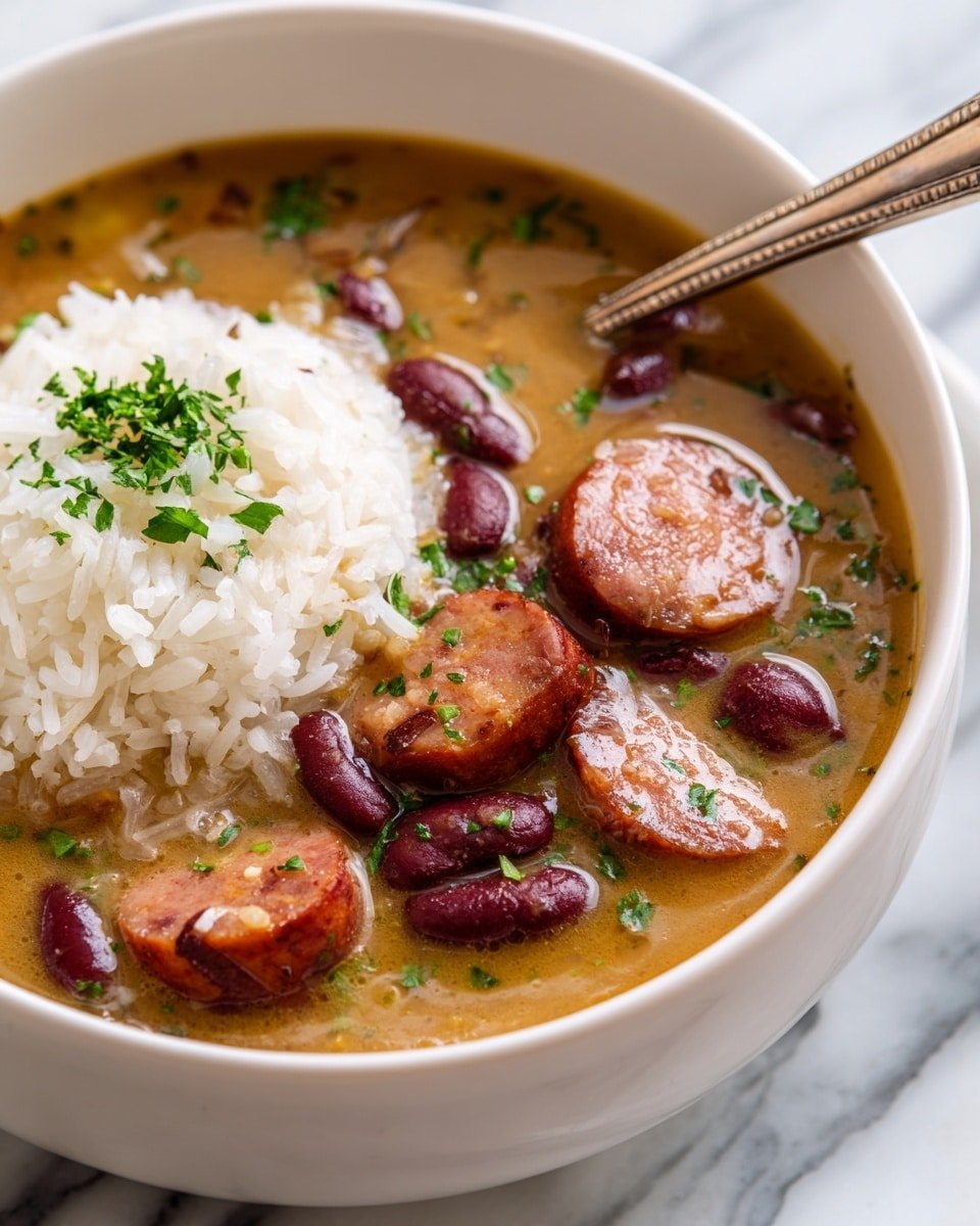 Red Beans and Rice Recipe - Recipe Image — Red Beans and Rice, Louisiana comfort food, hearty bean dish, classic Southern meal, easy Red Beans and Rice recipe