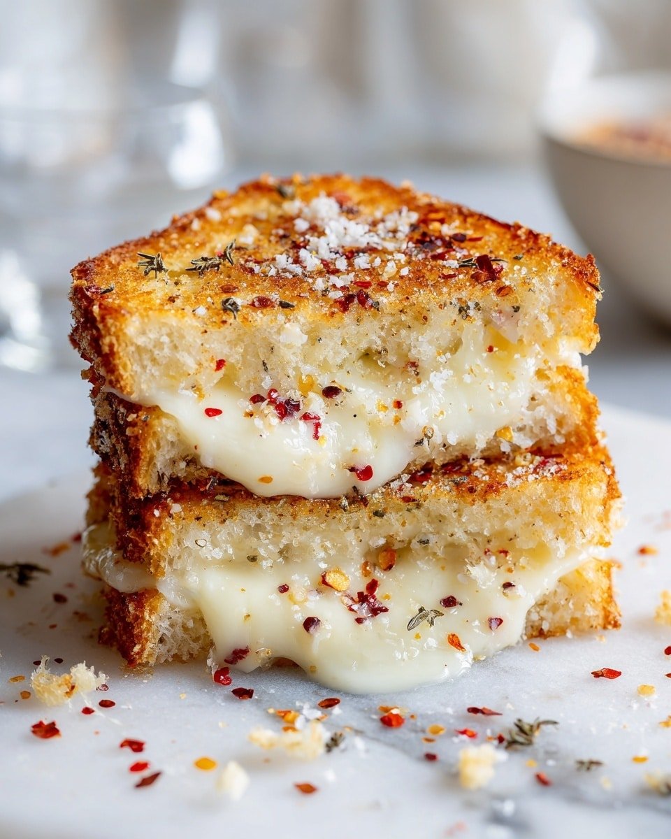 Goat Cheese Grilled Cheese with Honey and Red Pepper Flakes Recipe - Recipe Image — Goat Cheese Grilled Cheese with Honey and Red Pepper Flakes, gourmet grilled cheese sandwich, honey goat cheese sandwich, spicy sweet grilled cheese, fancy grilled cheese ideas