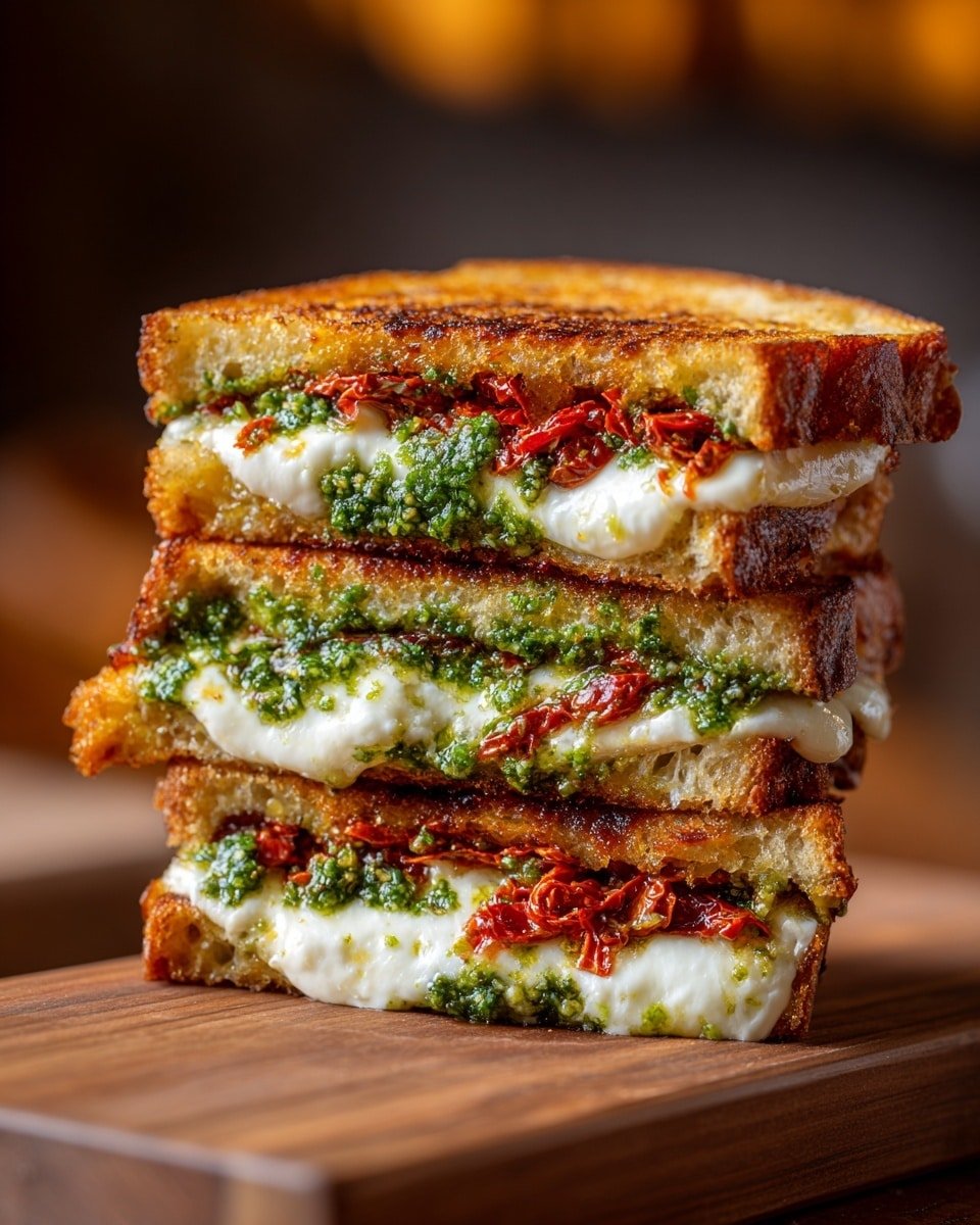 Sun-Dried Tomato Pesto Grilled Cheese Recipe - Recipe Image — Sun-Dried Tomato Pesto Grilled Cheese, gourmet grilled cheese, easy lunch recipes, quick cheese sandwiches, flavorful comfort food