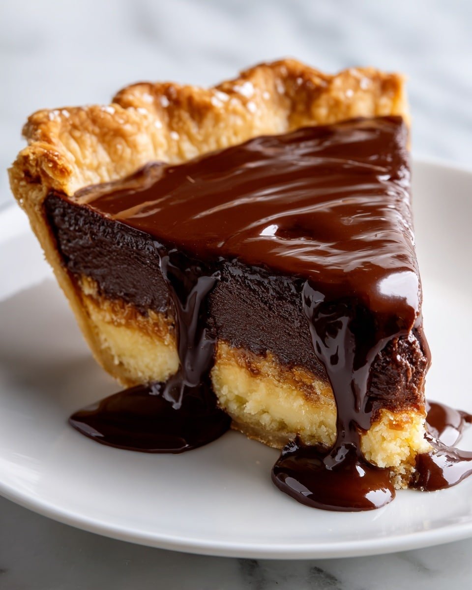 Decadent Hot Fudge Pie Recipe - Recipe Image — Decadent Hot Fudge Pie, Hot Fudge Pie Recipe, Chocolate Fudge Pie, Easy Fudge Pie, Indulgent Chocolate Dessert