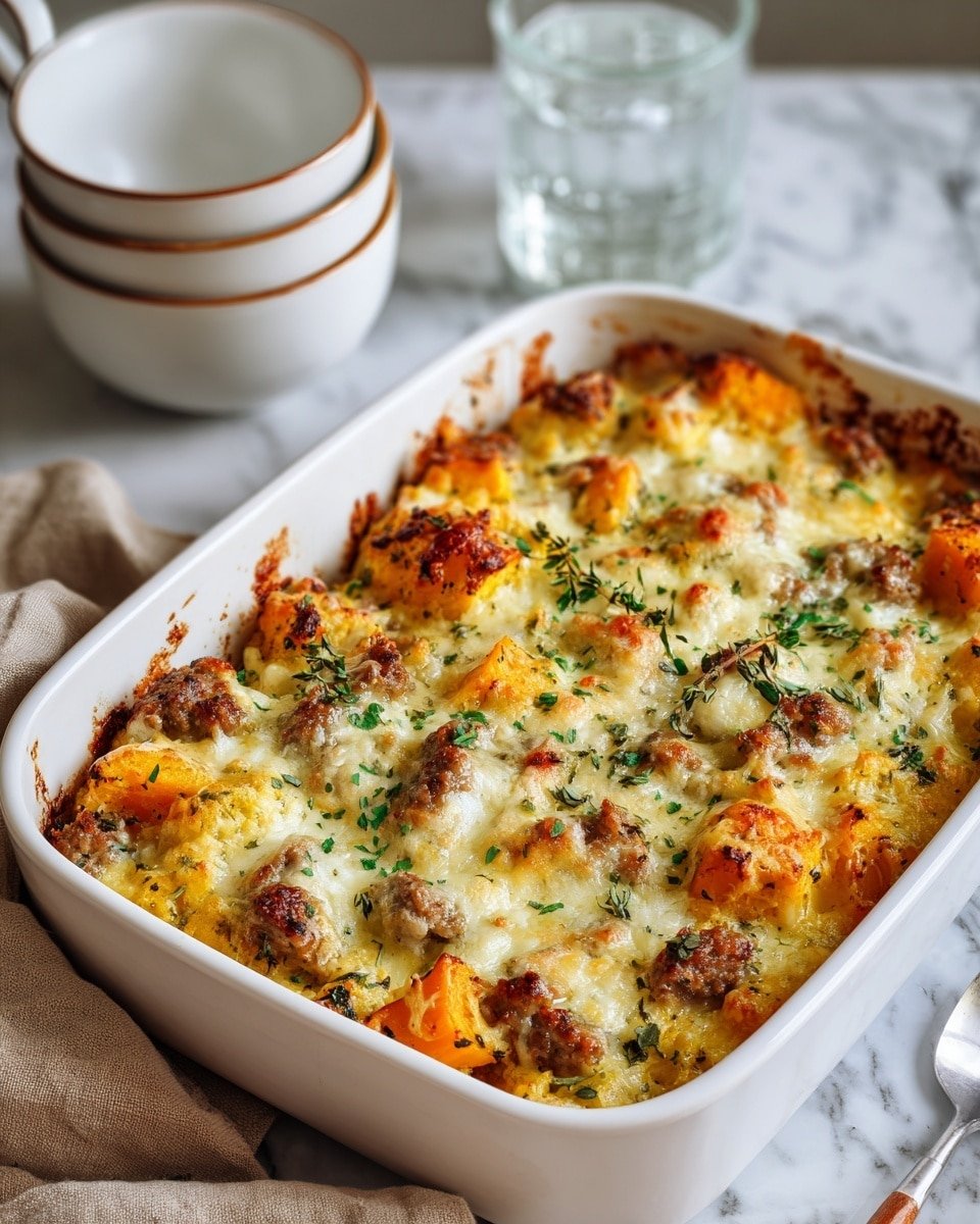 Autumn Butternut Squash and Italian Sausage Casserole Recipe - Recipe Image — Autumn Butternut Squash and Italian Sausage Casserole, fall comfort food, roasted butternut squash recipes, Italian sausage casserole, cozy fall dinner