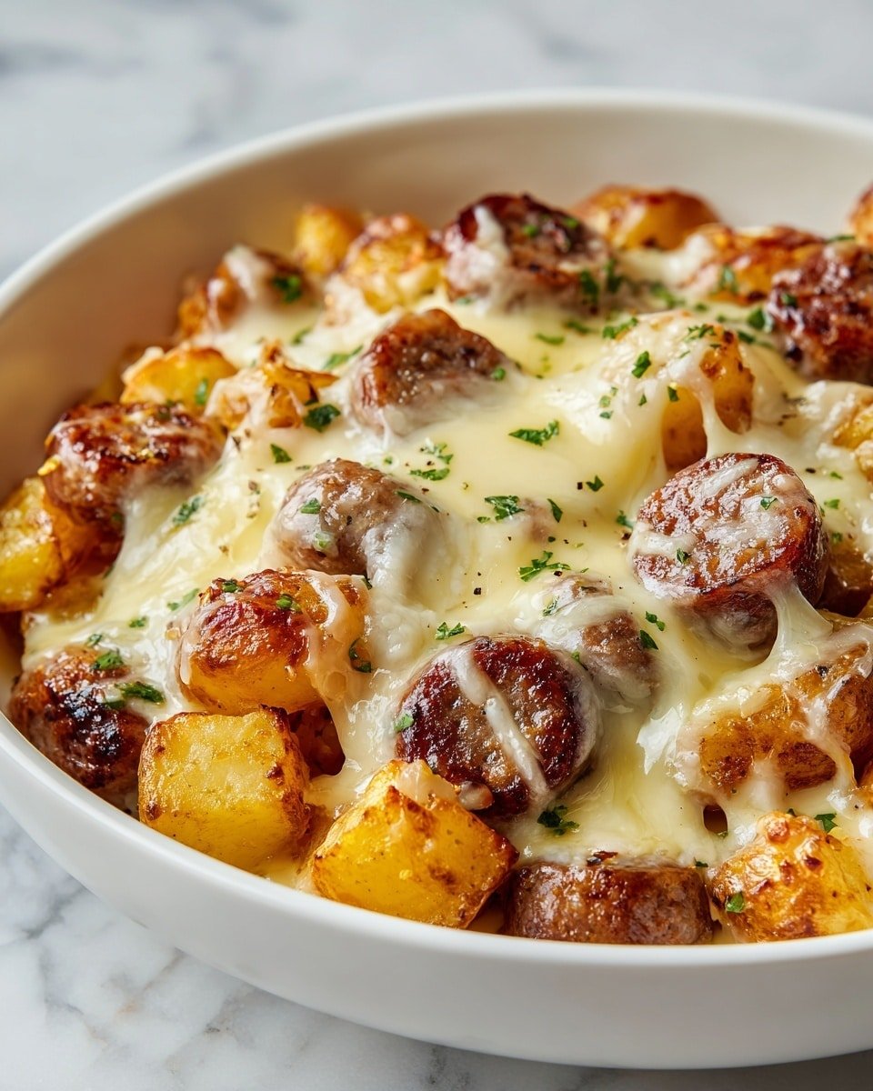 Cheesy Ranch Potatoes and Smoked Sausage Recipe - Recipe Image — Cheesy Ranch Potatoes and Smoked Sausage, easy cheesy potato and sausage dish, hearty smoked sausage recipes, flavorful ranch potato casserole, quick comfort food ideas