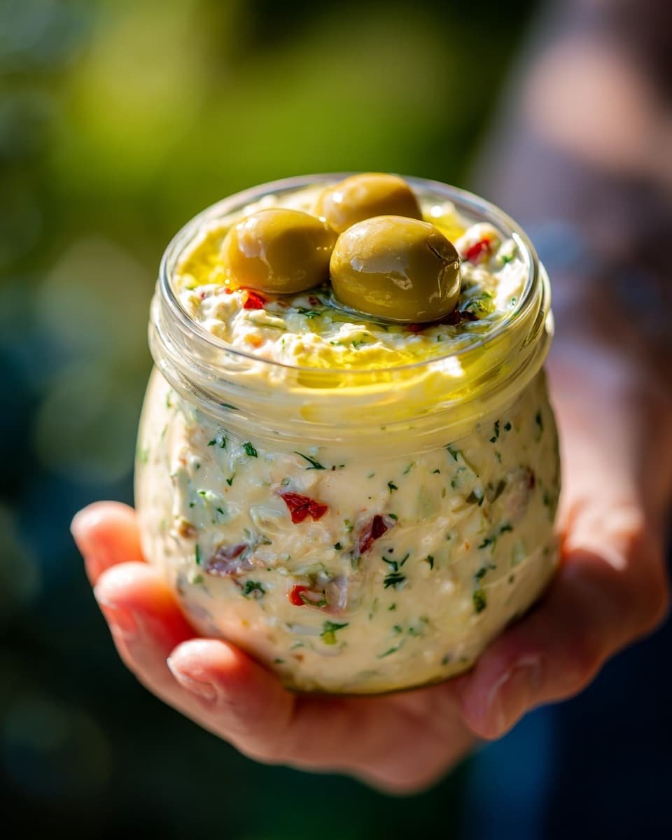Olive Lovers’ Dream Dip – Creamy Feta & Green Olive Spread Recipe - Recipe Image — Olive Lovers’ Dream Dip, Creamy Feta & Green Olive Spread, Mediterranean Dip, Easy Green Olive Spread, Briny Olive Appetizer