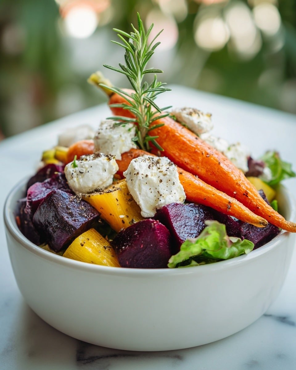 Roasted Beets and Carrots Salad with Burrata Recipe - Recipe Image — Roasted Beets and Carrots Salad with Burrata, roasted beet and carrot salad, easy veggie salad with burrata, healthy beets and carrots recipe, vibrant roasted vegetable salad