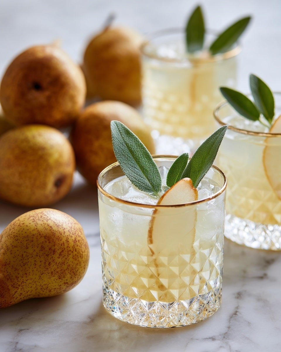 Thanksgiving Bourbon Pear Spritzers Recipe - Recipe Image — Thanksgiving Bourbon Pear Spritzers, autumn cocktail recipes, festive fall drinks, pear bourbon drinks, holiday spritzers