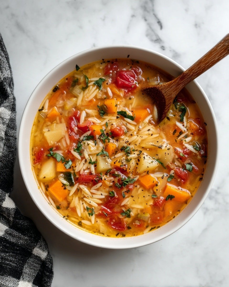 Vegetable Orzo Soup Recipe - Recipe Image — Vegetable Orzo Soup, healthy vegetable soup, hearty vegetable pasta, easy vegetable soup recipe, comforting vegetable soup