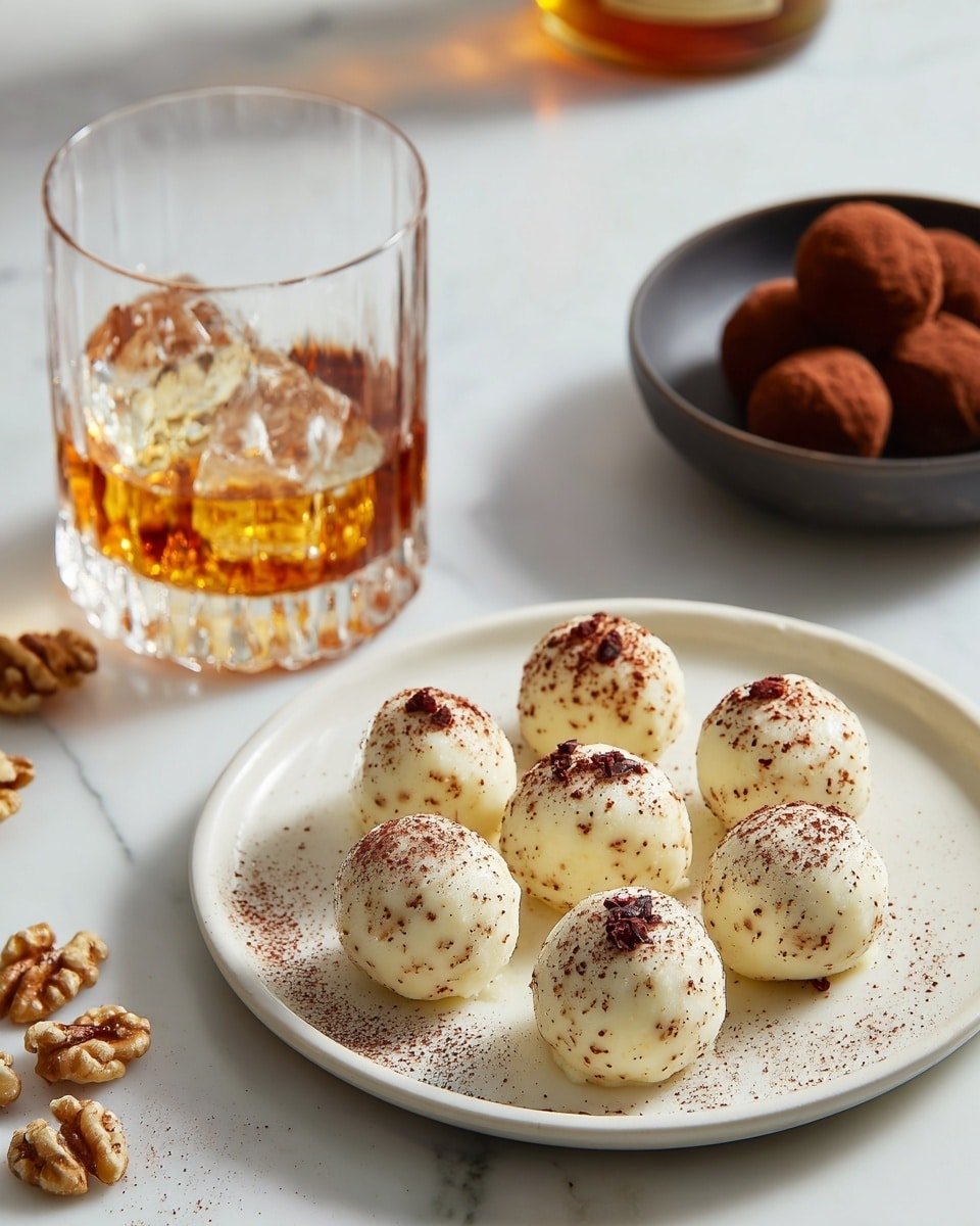 Fireball Whiskey Balls Recipe - Recipe Image — Fireball Whiskey Balls, cinnamon whiskey truffles, no-bake liquor desserts, chocolate peanut butter bites, spicy whiskey candies
