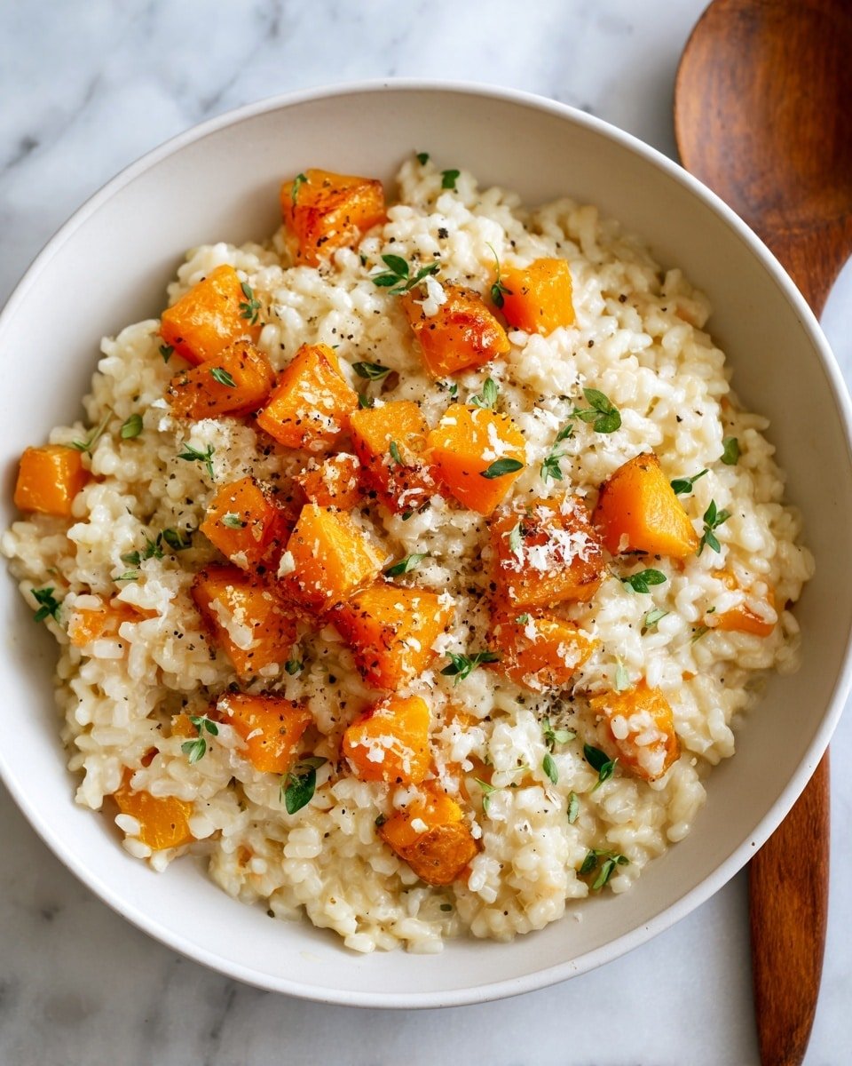 Butternut Squash Risotto Recipe - Recipe Image — Butternut Squash Risotto, creamy butternut squash risotto, autumn vegetable risotto, cozy vegan risotto, easy fall risotto recipe