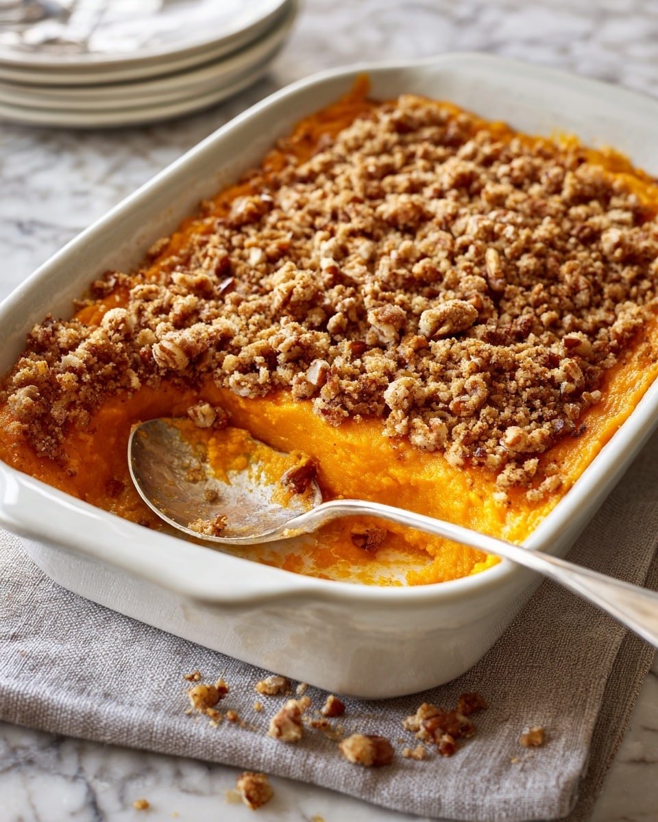 Southern Sweet Potato Casserole with Pecan Streusel Recipe - Recipe Image — Southern Sweet Potato Casserole with Pecan Streusel, sweet potato casserole, pecan topping recipe, holiday side dishes, comforting Southern sides