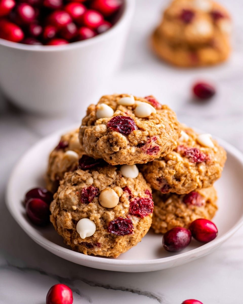 Oatmeal Cranberry Cookies Recipe - Recipe Image — Oatmeal Cranberry Cookies, healthy oat cookies with cranberries, chewy cranberry oatmeal cookies, easy cranberry cookies, best oatmeal cookie recipes