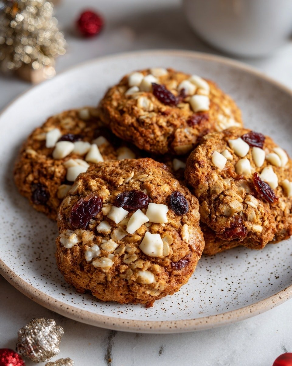 White Chocolate Oatmeal Cranberry Cookies Recipe - Recipe Image — White Chocolate Oatmeal Cranberry Cookies, chewy cranberry white chocolate cookies, easy holiday cookie recipe, healthy oatmeal dessert, homemade cranberry cookies
