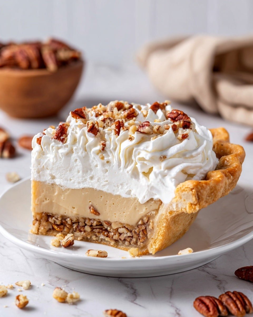 Pecan Cream Pie Recipe - Recipe Image — Pecan Cream Pie, creamy pecan dessert, nutty pie recipe, homemade pecan pie, indulgent dessert ideas