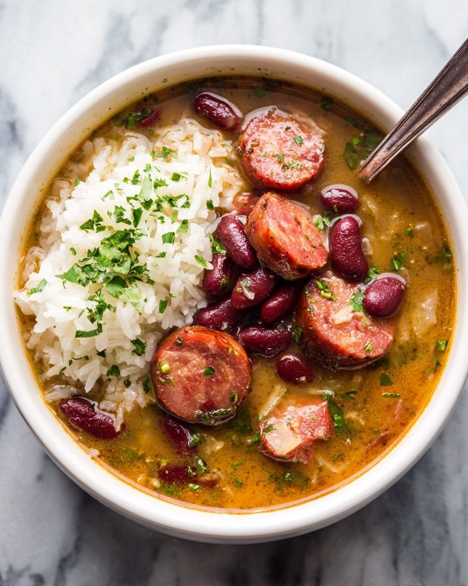Red Beans and Rice Recipe - Recipe Image — Red Beans and Rice, Louisiana comfort food, hearty bean dish, classic Southern meal, easy Red Beans and Rice recipe