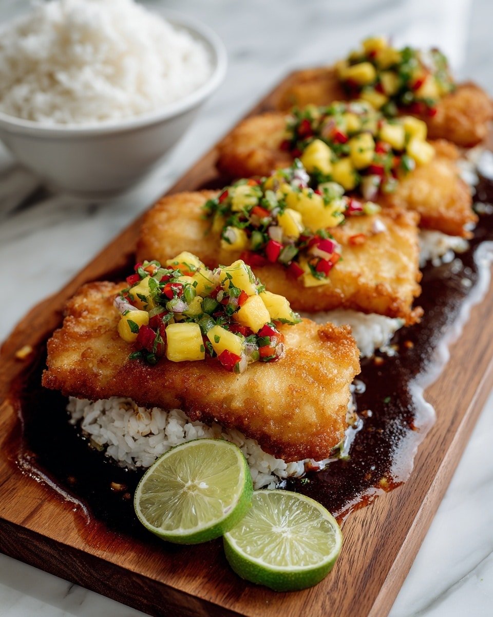 Coconut-Crusted Salmon with Fresh Pineapple Salsa Recipe - Recipe Image — Coconut-Crusted Salmon with Fresh Pineapple Salsa, tropical salmon recipe, easy salmon dinner, healthy seafood recipes, flavorful salmon with pineapple salsa