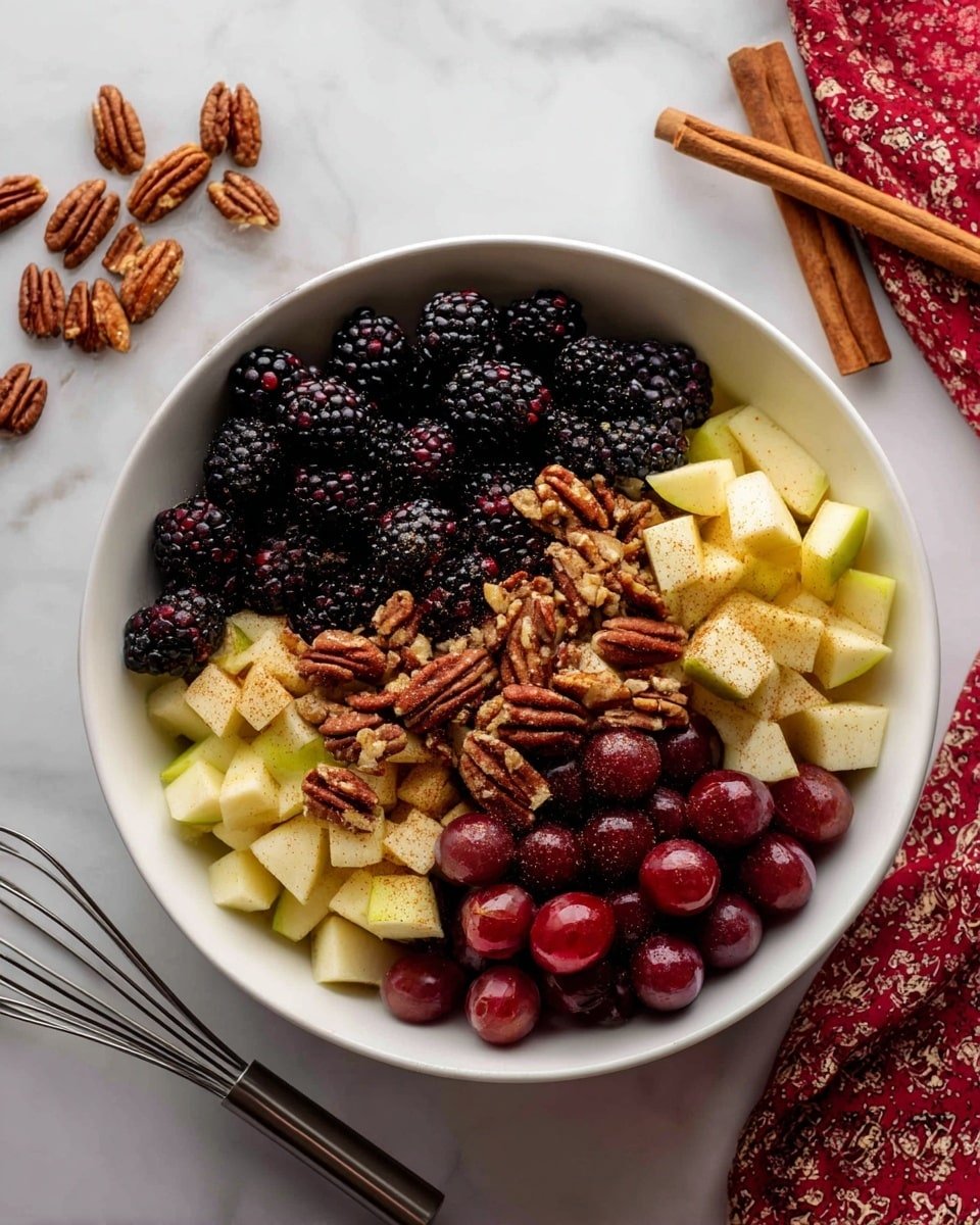 Fall Fruit Salad with Citrus Maple Cinnamon Dressing Recipe - Recipe Image — Fall Fruit Salad with Citrus Maple Cinnamon Dressing, autumn fruit salad, fall healthy recipes, fall brunch ideas, seasonal fruit salad
