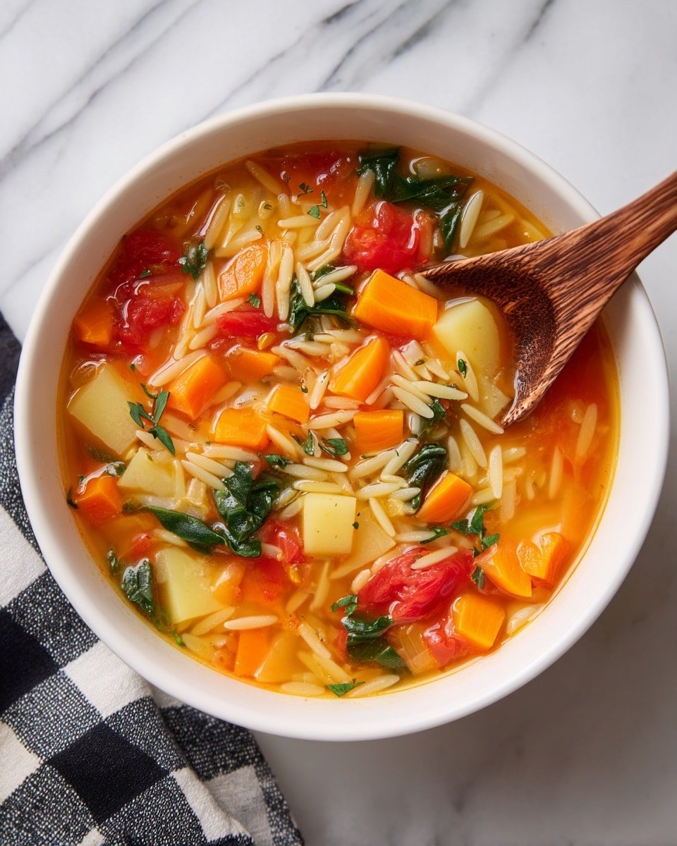Vegetable Orzo Soup Recipe - Recipe Image — Vegetable Orzo Soup, healthy vegetable soup, hearty vegetable pasta, easy vegetable soup recipe, comforting vegetable soup