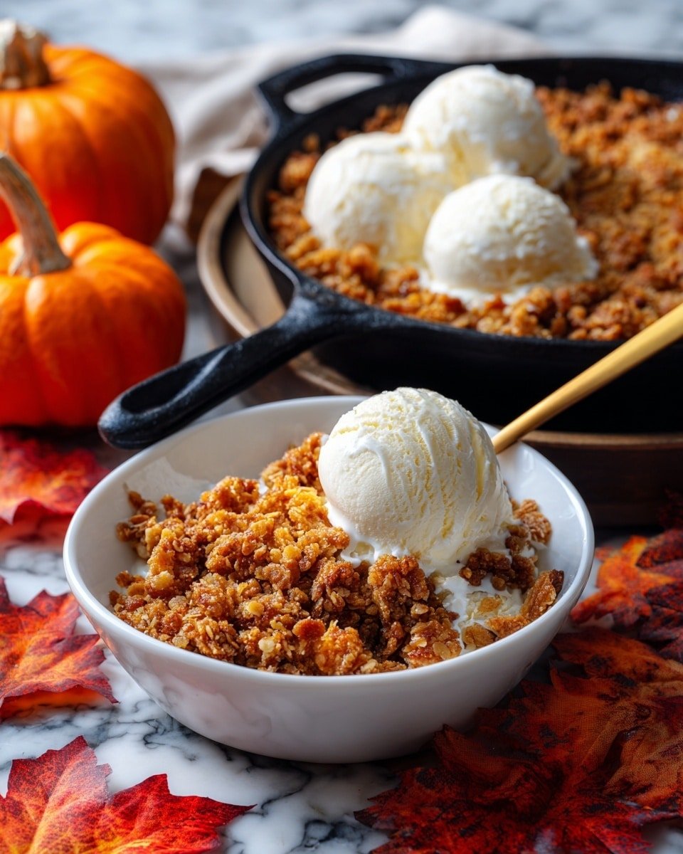 Pumpkin Crisp Recipe - Recipe Image — Pumpkin Crisp, pumpkin crisp recipe, fall dessert, pumpkin dessert, apple crisp with pumpkin