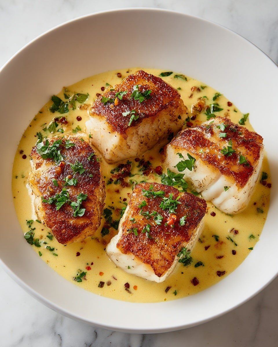 Baked Cod in Coconut Lemon Cream Sauce Recipe - Recipe Image — Baked Cod in Coconut Lemon Cream Sauce, coconut lemon fish, healthy baked cod recipes, quick seafood dinner, creamy lemon fish dish