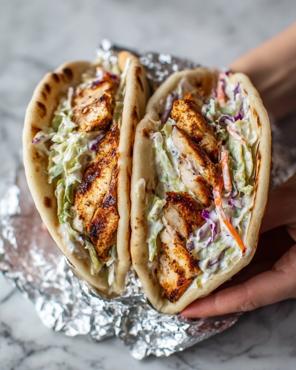 Chicken Pitas with Herby Ranch Slaw Recipe - Recipe Image — Chicken Pitas with Herby Ranch Slaw, Chicken Pitas, Herby Ranch Slaw, easy chicken pita sandwiches, healthy chicken wraps
