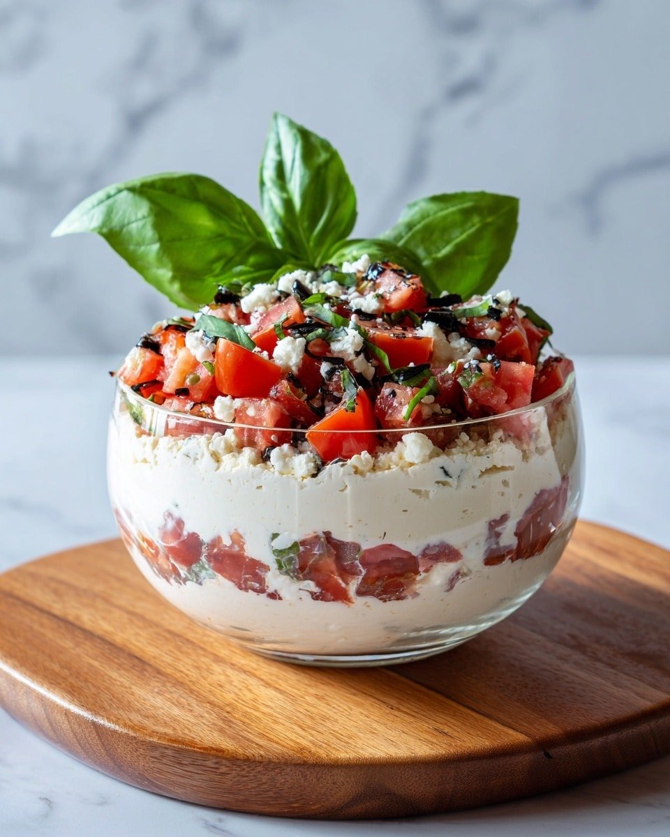 Bruschetta Dip with Tomato, Basil, and Feta Recipe - Recipe Image — Bruschetta Dip with Tomato, Basil, and Feta, tomato basil feta dip, easy appetizer recipes, quick party dips, fresh Mediterranean appetizer