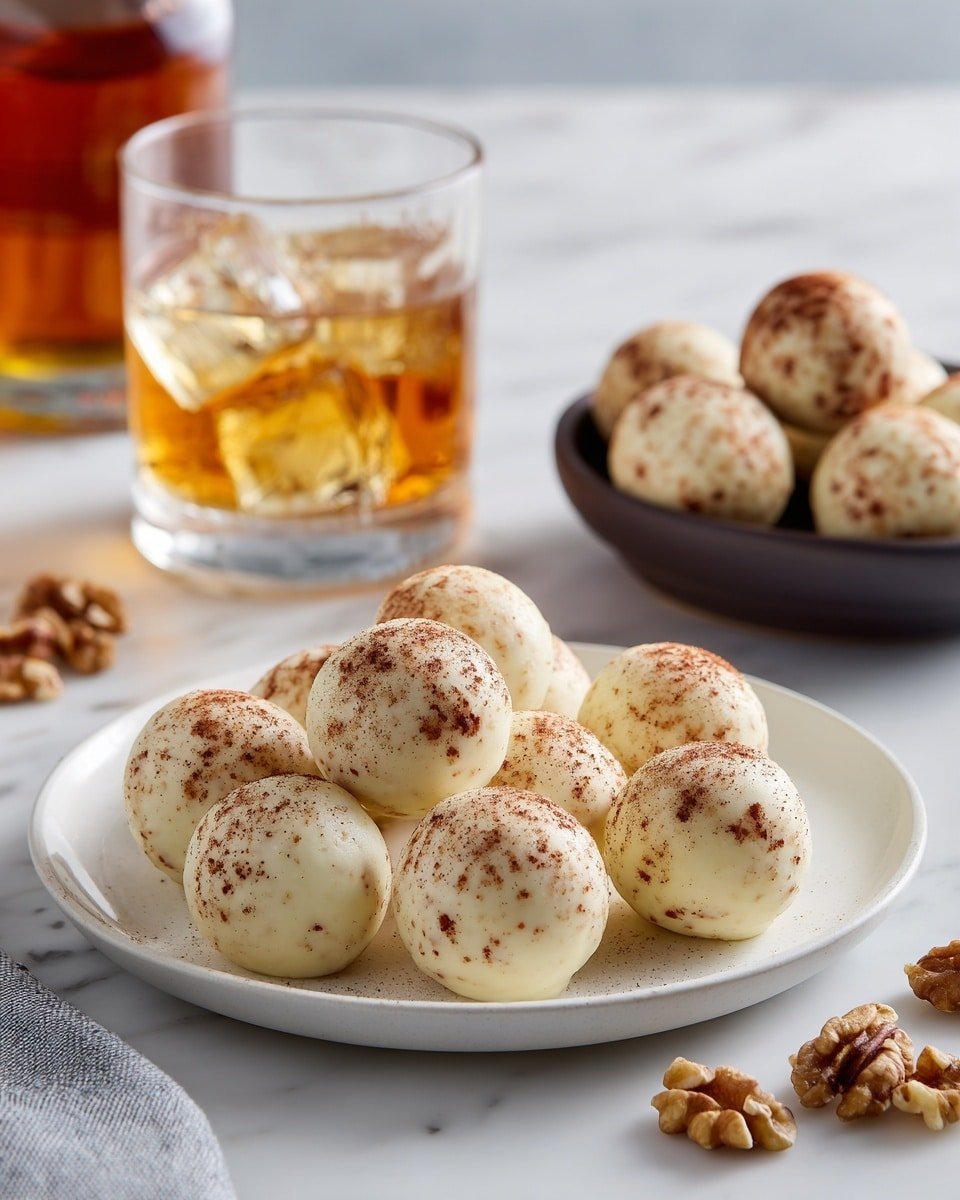 Fireball Whiskey Balls Recipe - Recipe Image — Fireball Whiskey Balls, cinnamon whiskey truffles, no-bake liquor desserts, chocolate peanut butter bites, spicy whiskey candies