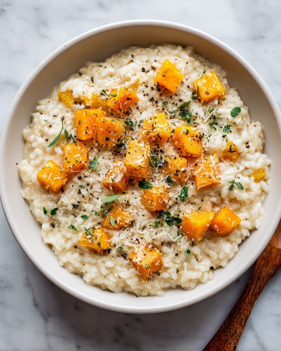Butternut Squash Risotto Recipe - Recipe Image — Butternut Squash Risotto, creamy butternut squash risotto, autumn vegetable risotto, cozy vegan risotto, easy fall risotto recipe