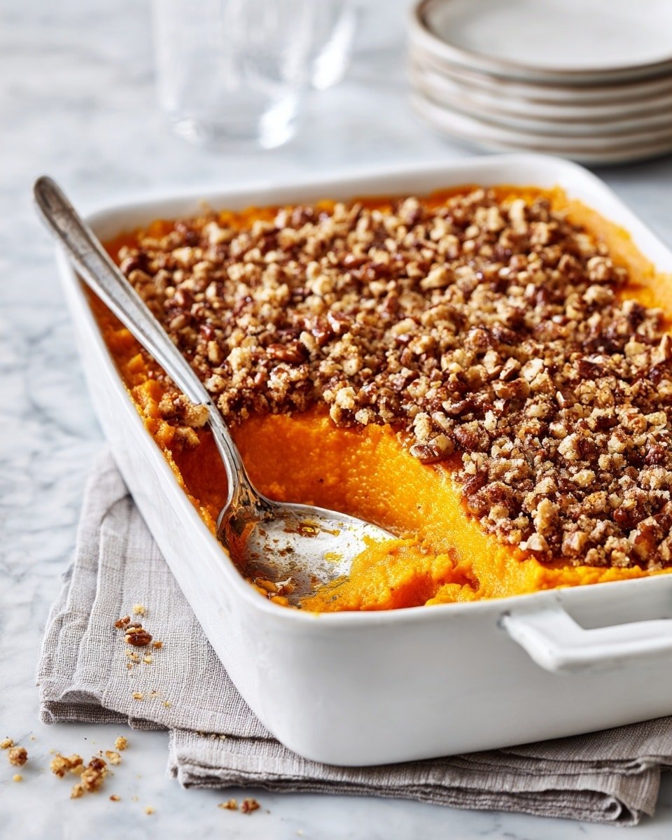 Southern Sweet Potato Casserole with Pecan Streusel Recipe - Recipe Image — Southern Sweet Potato Casserole with Pecan Streusel, sweet potato casserole, pecan topping recipe, holiday side dishes, comforting Southern sides