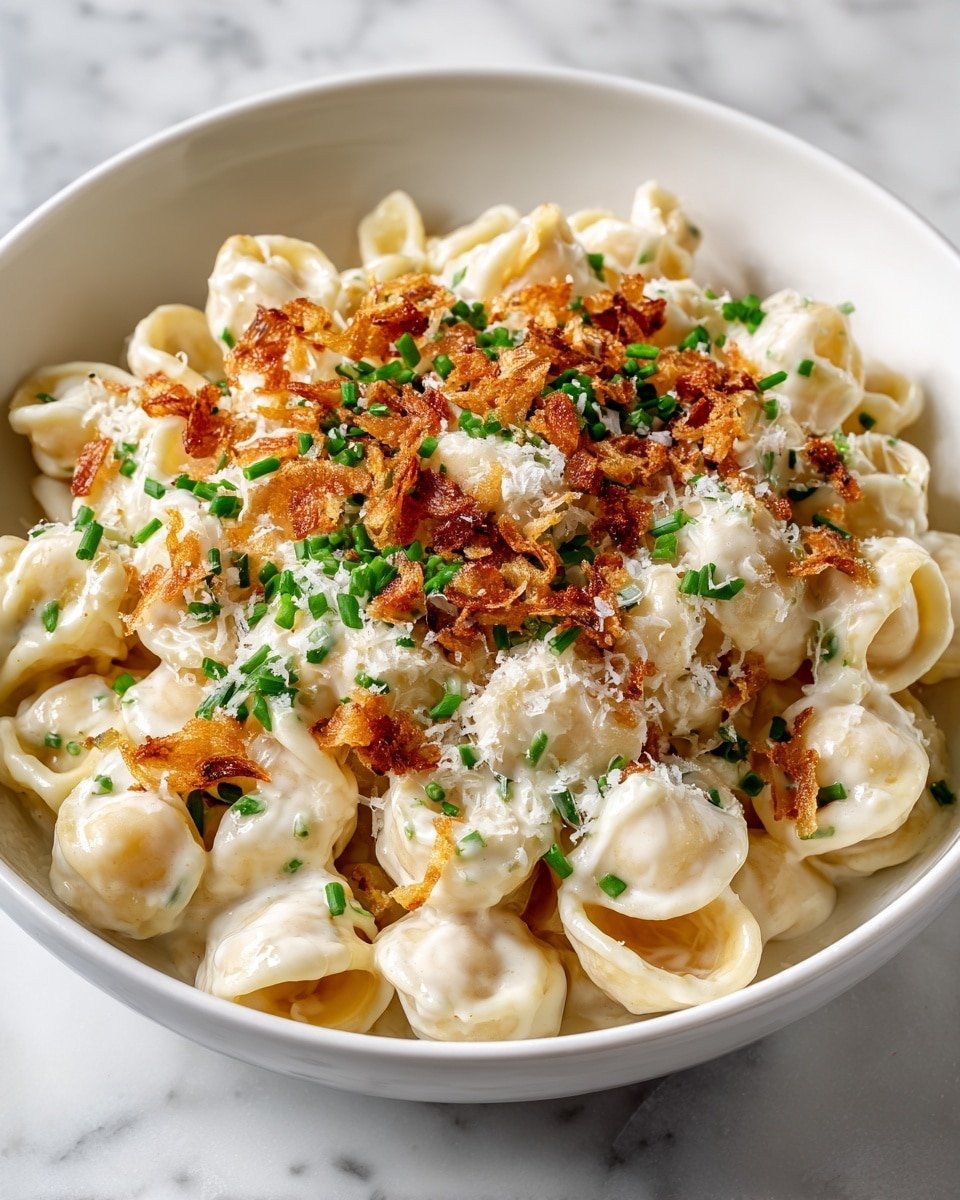 Brown Butter Miso & Roasted Garlic Radiatori with Crispy Shallots Recipe - Recipe Image — Brown Butter Miso & Roasted Garlic Radiatori, savory pasta with miso and garlic, crispy shallots pasta, umami-rich pasta recipes, roasted garlic pasta