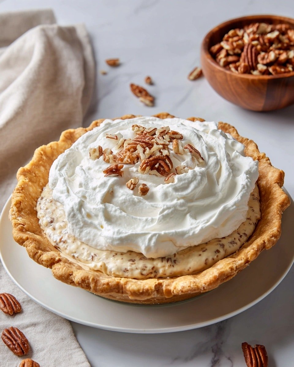 Pecan Cream Pie Recipe - Recipe Image — Pecan Cream Pie, creamy pecan dessert, nutty pie recipe, homemade pecan pie, indulgent dessert ideas