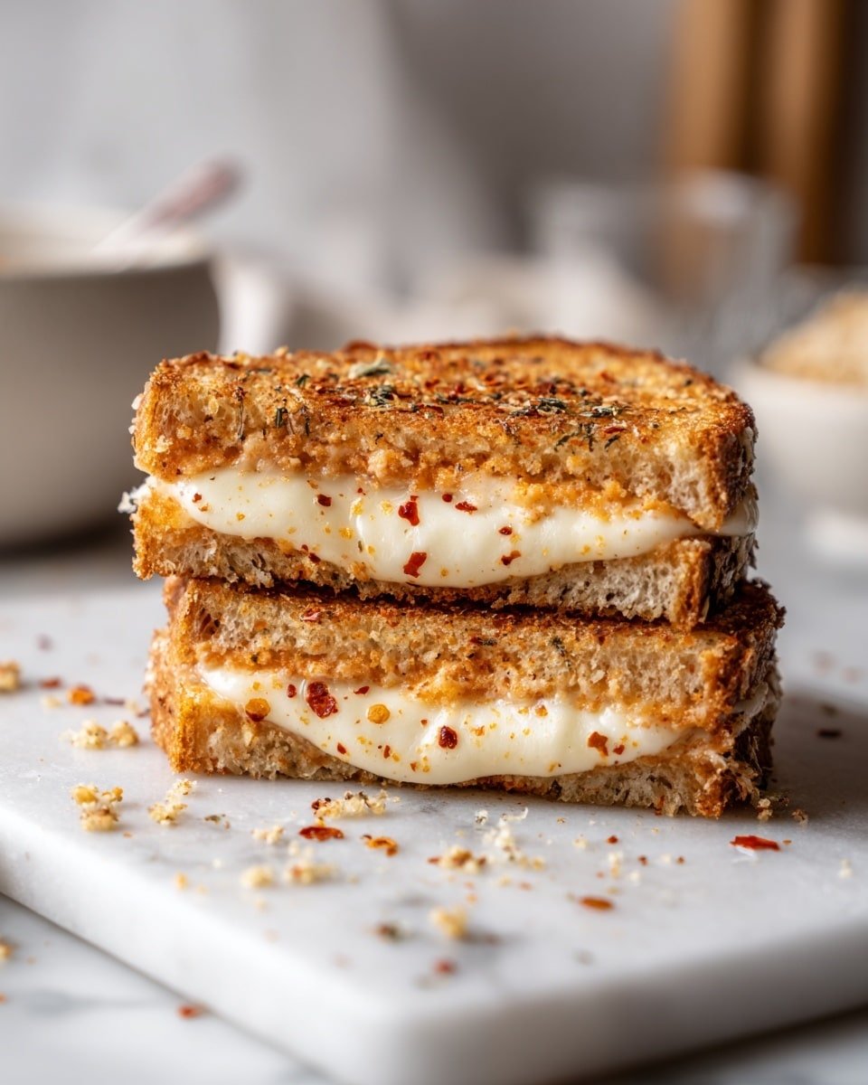 Goat Cheese Grilled Cheese with Honey and Red Pepper Flakes Recipe - Recipe Image — Goat Cheese Grilled Cheese with Honey and Red Pepper Flakes, gourmet grilled cheese sandwich, honey goat cheese sandwich, spicy sweet grilled cheese, fancy grilled cheese ideas