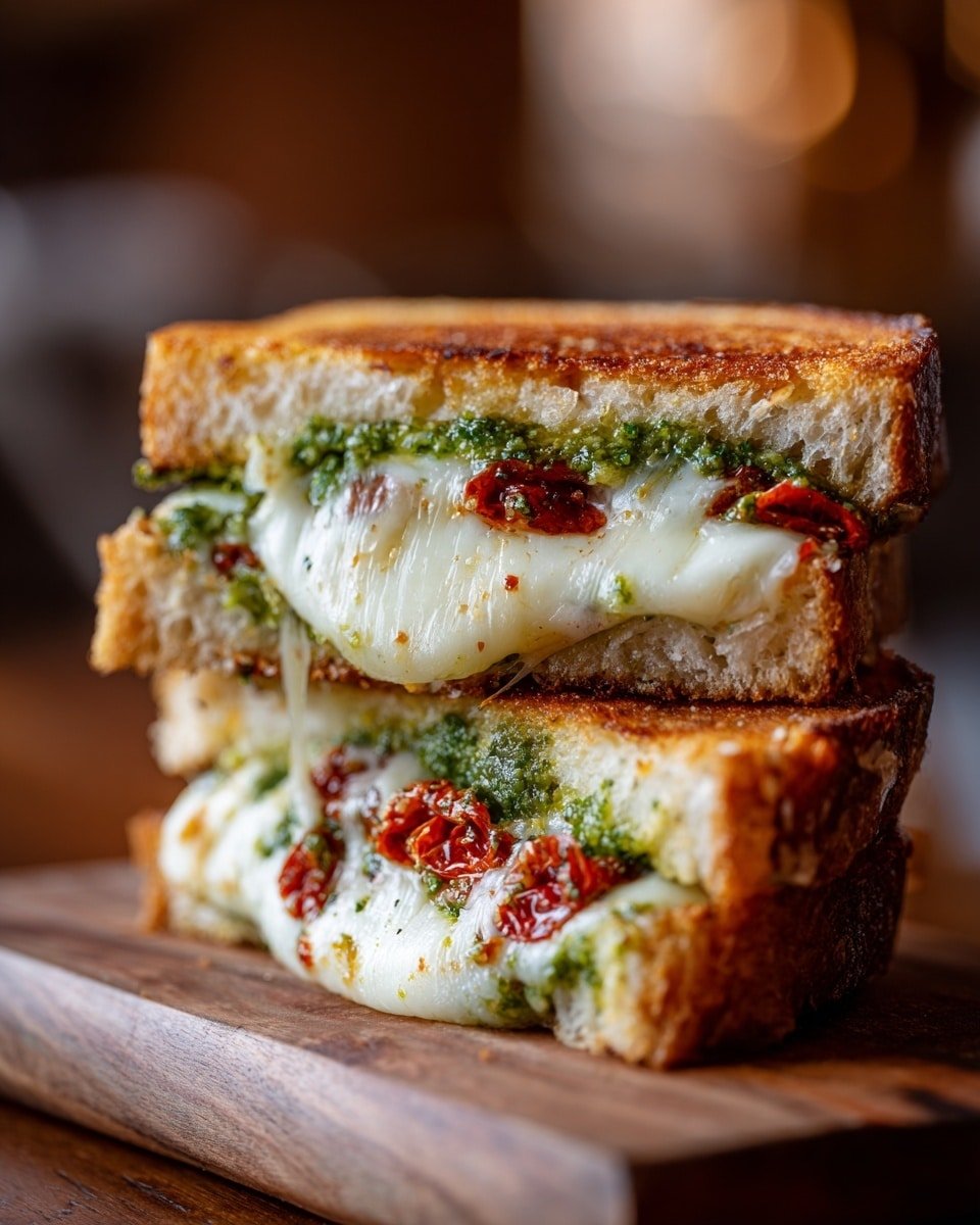 Sun-Dried Tomato Pesto Grilled Cheese Recipe - Recipe Image — Sun-Dried Tomato Pesto Grilled Cheese, gourmet grilled cheese, easy lunch recipes, quick cheese sandwiches, flavorful comfort food