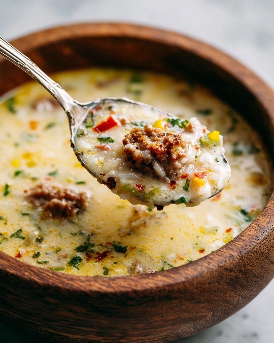 Savory Orzo Stuffed Banana Peppers Soup Recipe - Recipe Image — Savory Orzo Stuffed Banana Peppers Soup, banana peppers soup with orzo, hearty stuffed pepper soup, easy banana pepper soup recipe, comforting stuffed pepper soup