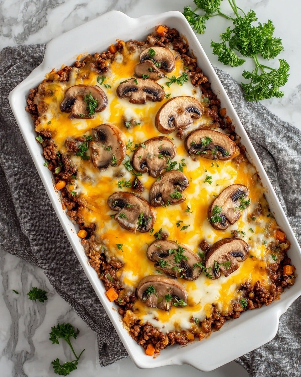 Keto Beef and Mushroom Casserole Recipe - Recipe Image — Keto Beef and Mushroom Casserole, low-carb beef casserole, keto mushroom recipes, keto comfort food, hearty keto dinner