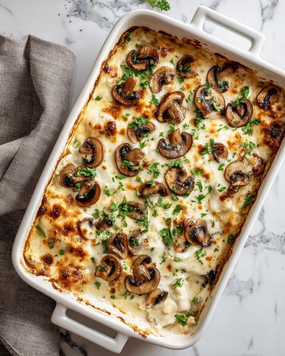 Keto Creamy Chicken and Mushroom Casserole Recipe - Recipe Image — Keto Creamy Chicken and Mushroom Casserole, low-carb chicken mushroom bake, keto chicken casserole, creamy mushroom chicken dish, keto dinner recipes