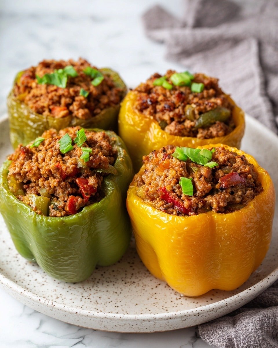 Keto Beef and Cheese Stuffed Peppers Recipe - Recipe Image — Keto Beef and Cheese Stuffed Peppers, low carb stuffed peppers, keto ground beef recipes, cheesy stuffed peppers dinner, healthy keto stuffed peppers