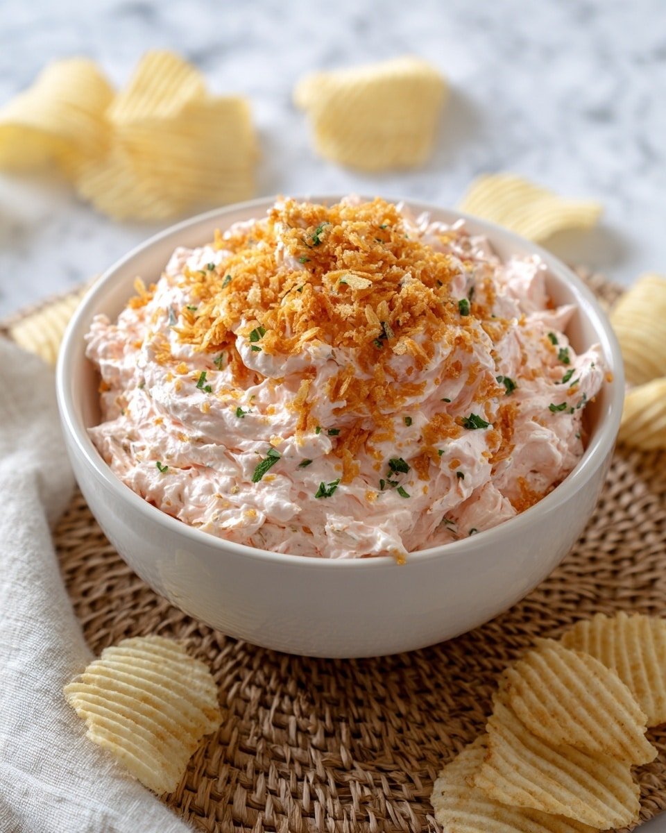 Bloomin’ Onion Dip Recipe - Recipe Image — Bloomin’ Onion Dip, easy party dips, game day appetizers, creamy onion dip, appetizer recipes for gatherings