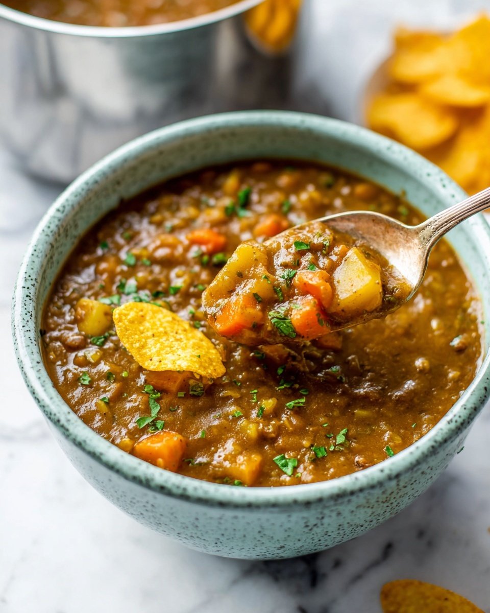 Pinto Bean Soup with Roasted Tomatoes and Spiced Vegetables Recipe - Recipe Image — Pinto Bean Soup with Roasted Tomatoes and Spiced Vegetables, hearty bean soup, vegetarian comfort food, easy bean soup recipe, smoky tomato soup