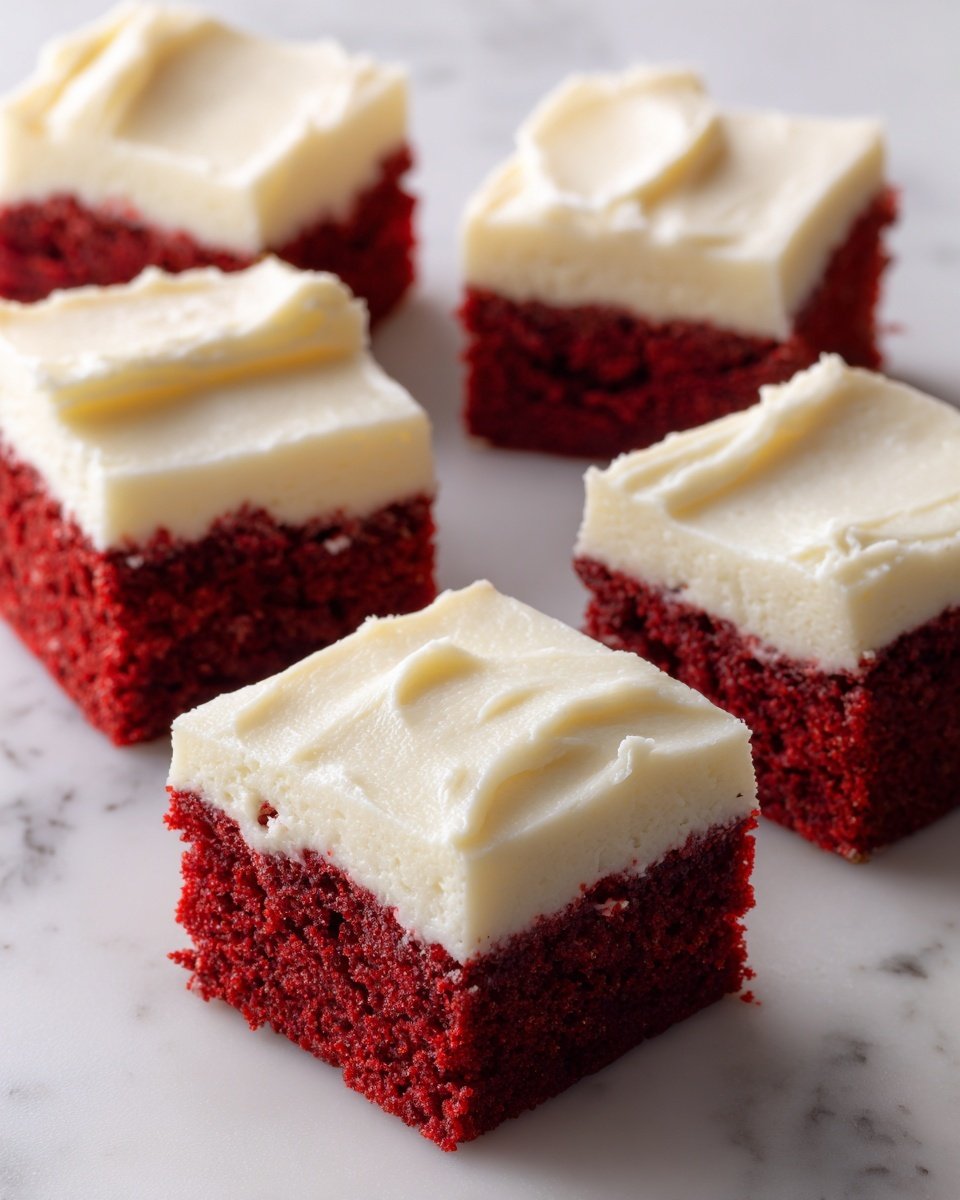 Red Velvet Brownies with Cream Cheese Frosting Recipe - Recipe Image — Red Velvet Brownies with Cream Cheese Frosting, rich chocolate brownies with red velvet flavor, easy red velvet brownies, homemade red velvet desserts, party favorite red velvet treats