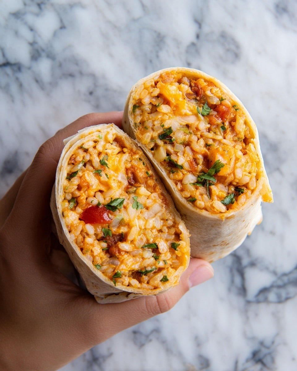 Cheesy Ground Chicken and Rice Burritos Recipe - Recipe Image — Cheesy Ground Chicken and Rice Burritos, easy chicken burrito ideas, quick dinner recipes with chicken, flavorful lunch wrap recipes, hearty chicken and rice wraps