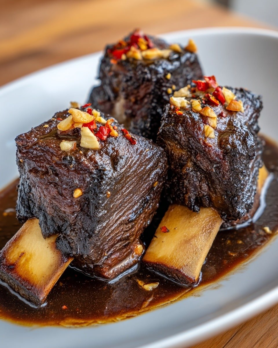 Simple Balsamic Bourbon Short Ribs Recipe - Recipe Image — Simple Balsamic Bourbon Short Ribs, bourbon short ribs, balsamic short ribs, hearty rib recipes, easy slow cooker short ribs